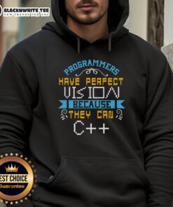 Good Programmers Have Perfect Vision C Hoodie in black, showcasing a stylish design for tech enthusiasts and coders.