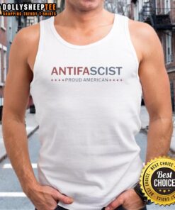 Good Proud American Antifa Antifascist tank top design featuring bold graphics and patriotic colors.