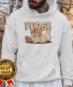 Good Pudge the Cat in a cozy football hoodie, showcasing a playful design perfect for cat lovers and football fans.