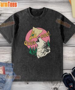 Good Queso Lupus Wolf Pizza washed t-shirt featuring a vibrant wolf graphic and playful pizza design, perfect for casual wear.