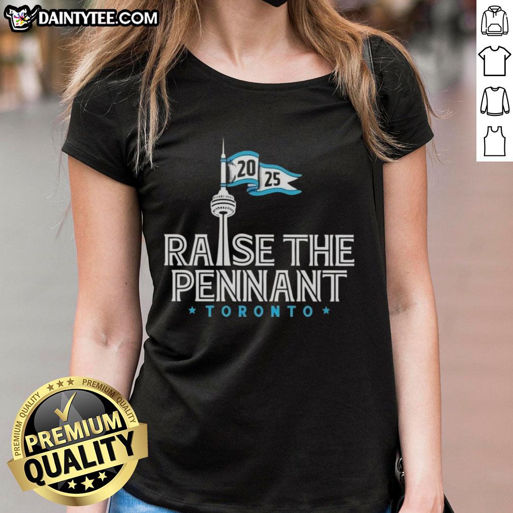good-raise-the-pennant-toronto-blue-jays-2025-ladies-tee 2025 Toronto Blue Jays Ladies Tee featuring 'Good Raise The Pennant' design, perfect for fans and stylish game day wear.