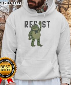 Good Resist Portland Frog Hoodie featuring a vibrant frog graphic, perfect for eco-conscious fashion lovers.