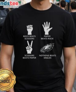 Good Rock Beats Scissors T-Shirt featuring Philadelphia Eagles design - a fun and unique sports apparel choice.
