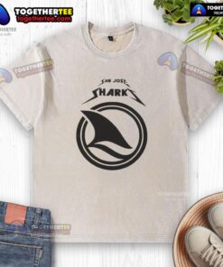 Fan wearing a favorite washed t-shirt at a San Jose Sharks game day, showcasing team spirit and excitement.