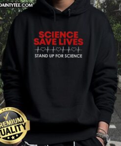 Good Science Saves Lives Heartbeat Hoodie promoting science advocacy and awareness in a vibrant design.