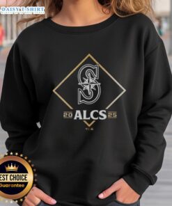 Seattle Mariners ALCS 2025 Division Series Champions sweatshirt displayed in the locker room, celebrating the team's victory.