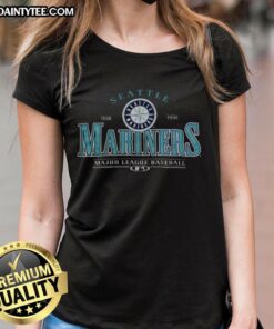 Alt Text: 2025 Seattle Mariners Team Pride MLB ladies tee showcasing vibrant colors and team logo for fans.