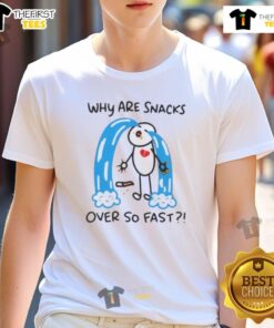 Good Snacks Silly Food T-Shirt featuring a fun design questioning why snacks disappear so fast.
