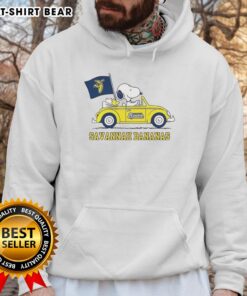 Good Snoopy and Woodstock Peanuts X Savannah Bananas hoodie for baseball lovers featuring vibrant graphics and cozy design.