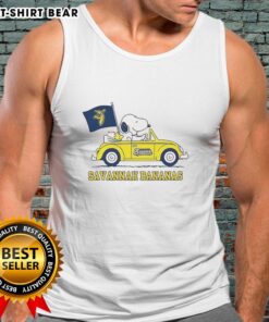 Alt Text: Good Snoopy and Woodstock baseball lover tank top featuring Peanuts and Savannah Bananas design for fans.