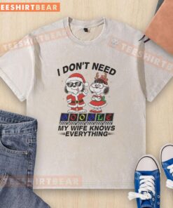 Good Snoopy I Dont Need Google My Wife Knows Everything washed t-shirt design featuring playful Snoopy graphic.
