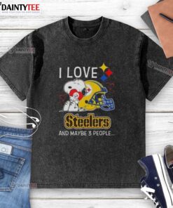 Good Snoopy I Love Pittsburgh Steelers And Maybe 3 People T-Shirt featuring a playful Snoopy graphic for fans.