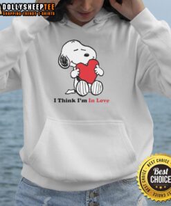 Good Snoopy I Think I'm In Love Hoodie featuring a cute Snoopy graphic, perfect for fans of Peanuts and cozy fashion.