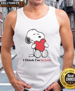 Good Snoopy I Think I'm In Love tank top featuring a playful Snoopy graphic, perfect for casual and fun outfits.