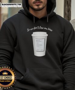 Mint Majesty Tea hoodie featuring 'Good So We Don't Lose Our Voice' label, perfect for tea lovers and cozy wear.