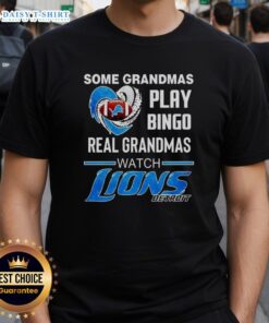 Funny NFL T-Shirt: 'Good Some Grandmas Play Bingo, Real Grandmas Watch Detroit Lions Football' for proud Lions fans.