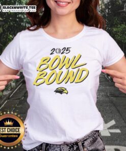Good Southern Miss Golden Eagles Football 2025 Bowl Bound ladies tee featuring team colors and logo, perfect for fans.