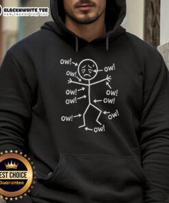 Good Stickman Ow Ow Ow Hoodie featuring a playful stickman graphic and vibrant colors, perfect for casual wear.