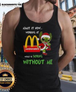 Good Stitch Admit It Now tank top featuring a humorous slogan about working at McDonald's, perfect for casual wear.
