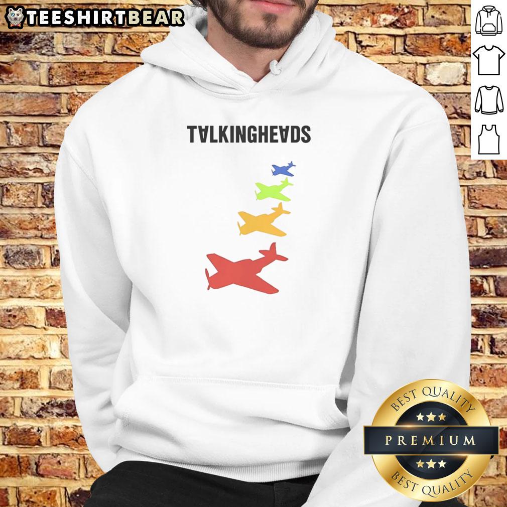 Good Talking Heads Remain In Light Planes Hoodie Good Talking Heads hoodie in light gray, featuring a stylish design perfect for fans of the band and casual wear.