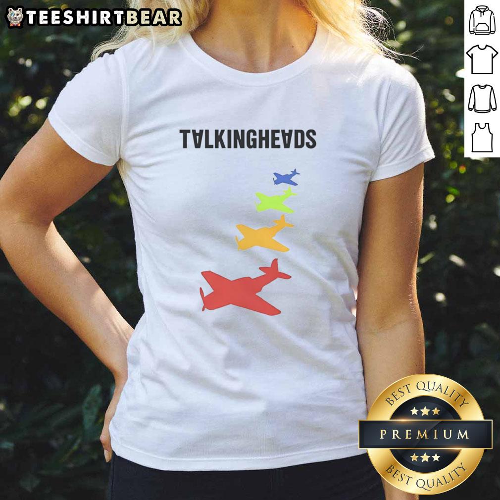 Good Talking Heads Remain In Light Planes Ladies Tee Good Talking Heads remain in light planes graphic on a stylish ladies tee, perfect for casual music fans and aviation lovers.