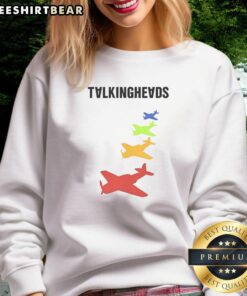 Good Talking Heads Remain in Light Planes sweatshirt featuring a vibrant design, perfect for fans of the band.