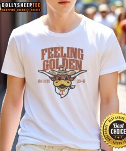 Good Texas Football Feeling Golden T-Shirt featuring a vibrant design for passionate football fans in Texas.