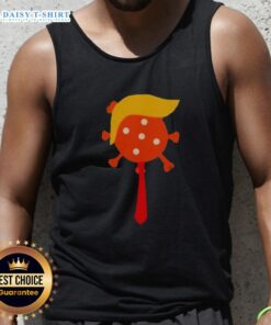 Good The Deadliest Virus Is Ignorance Trump Virus tank top design featuring bold text and vibrant colors.
