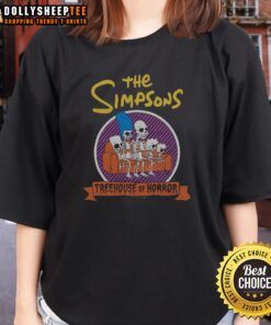 Good-The-Simpsons-Treehouse-Of-Horror-Ladies-Tee featuring iconic characters and spooky designs for Halloween fans.