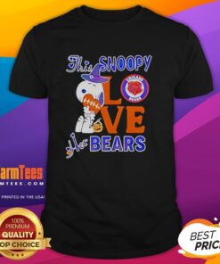 Alt Text: Snoopy graphic on a Chicago Bears T-shirt, showcasing love for the team in a stylish, casual design.