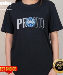 BYU Cougars basketball logo on a stylish ladies tee, perfect for fans supporting their team in Provo.