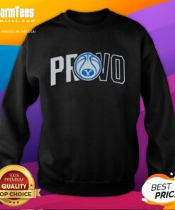 Good Top Provo BYU Cougars basketball logo sweatshirt in blue, perfect for fans supporting their team.