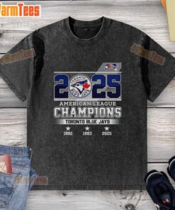 1992-1993 Toronto Blue Jays Baseball American League Champions washed t-shirt, featuring vintage team logo and design.