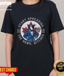 2025 Ladies Tee featuring 'Good Toronto Blue Jays Start Spreading The News' design, perfect for baseball fans and supporters.