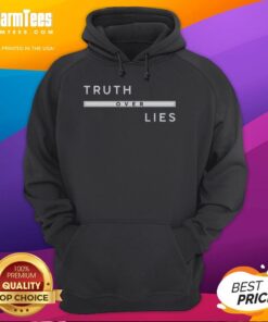 Good Truth Over Lies Hoodie in black with bold lettering, perfect for promoting honesty and positive messaging.