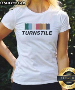 Good Turnstile Color Wall Ladies Tee featuring vibrant colors and stylish design for trendy women's fashion.
