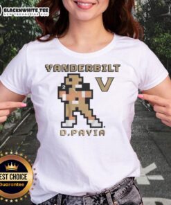 Good Vanderbilt Football Diego Pavia Retro Baller Ladies Tee featuring vintage design and team colors.