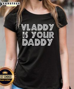 Vladimir Guerrero Jr. Toronto Blue Jays baseball tee for ladies featuring 'Vladdy Is Your Daddy' design.