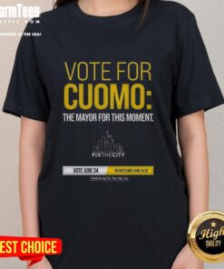 Good Vote For Cuomo graphic on a ladies tee, promoting Fix The City Inc's message for this moment.