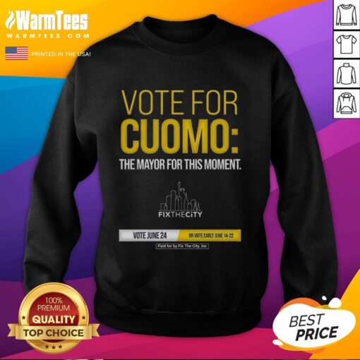 Good Vote For Cuomo sweatshirt by Fix The City Inc, promoting civic engagement and community support.