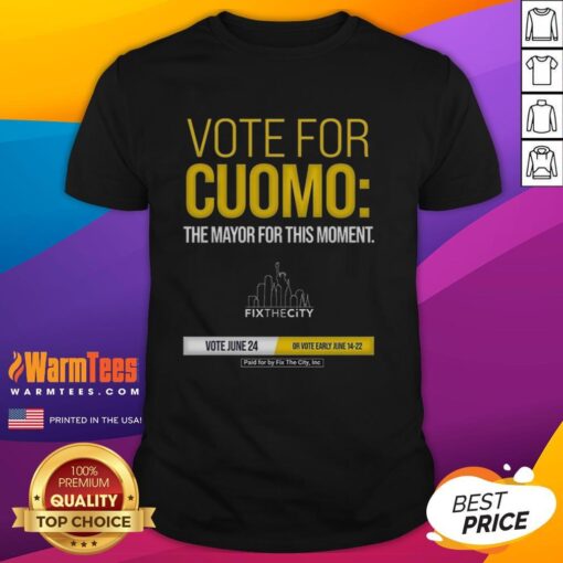 Alt Text: Good Vote For Cuomo The Mayo T-Shirt by Fix The City Inc, promoting civic engagement and local activism.