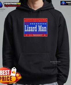 Alt Text: Good Vote Lizard Man of Scape Ore Swamp hoodie, featuring a quirky design for the 1988 US President election.