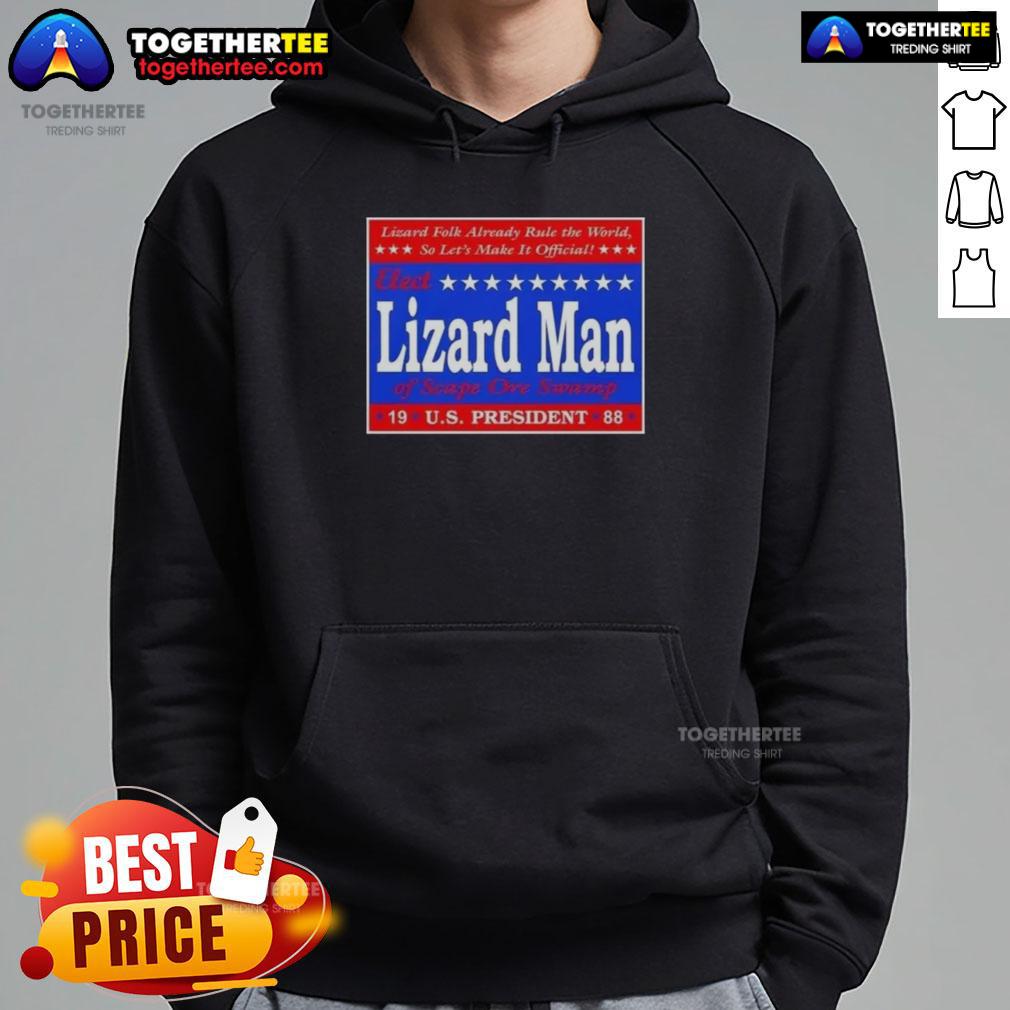 Good Vote Lizard Man Of Scape Ore Swamp Us President 1988 Hoodie Alt Text: Good Vote Lizard Man of Scape Ore Swamp hoodie, featuring a quirky design for the 1988 US President election.