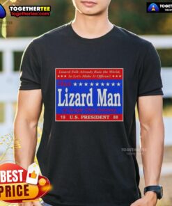Alt Text: Good Vote Lizard Man Of Scape Ore Swamp 1988 US President T-Shirt featuring a whimsical lizard design.