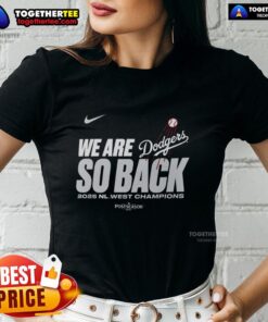 Los Angeles Dodgers 2025 NL West Division Champions ladies tee showcasing team pride and victory in a stylish design.
