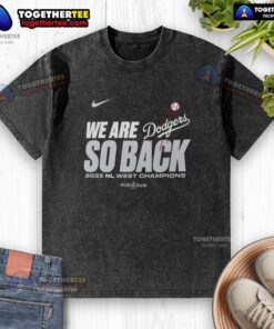 Los Angeles Dodgers 2025 NL West Division Champions washed t-shirt showcasing team pride and victory in vibrant blue.