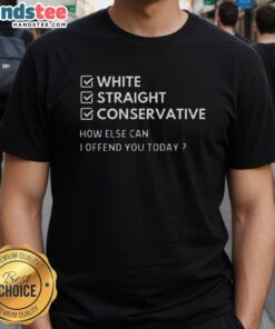 Good White Straight Conservative meme T-Shirt featuring humorous text about offending others in a playful design.