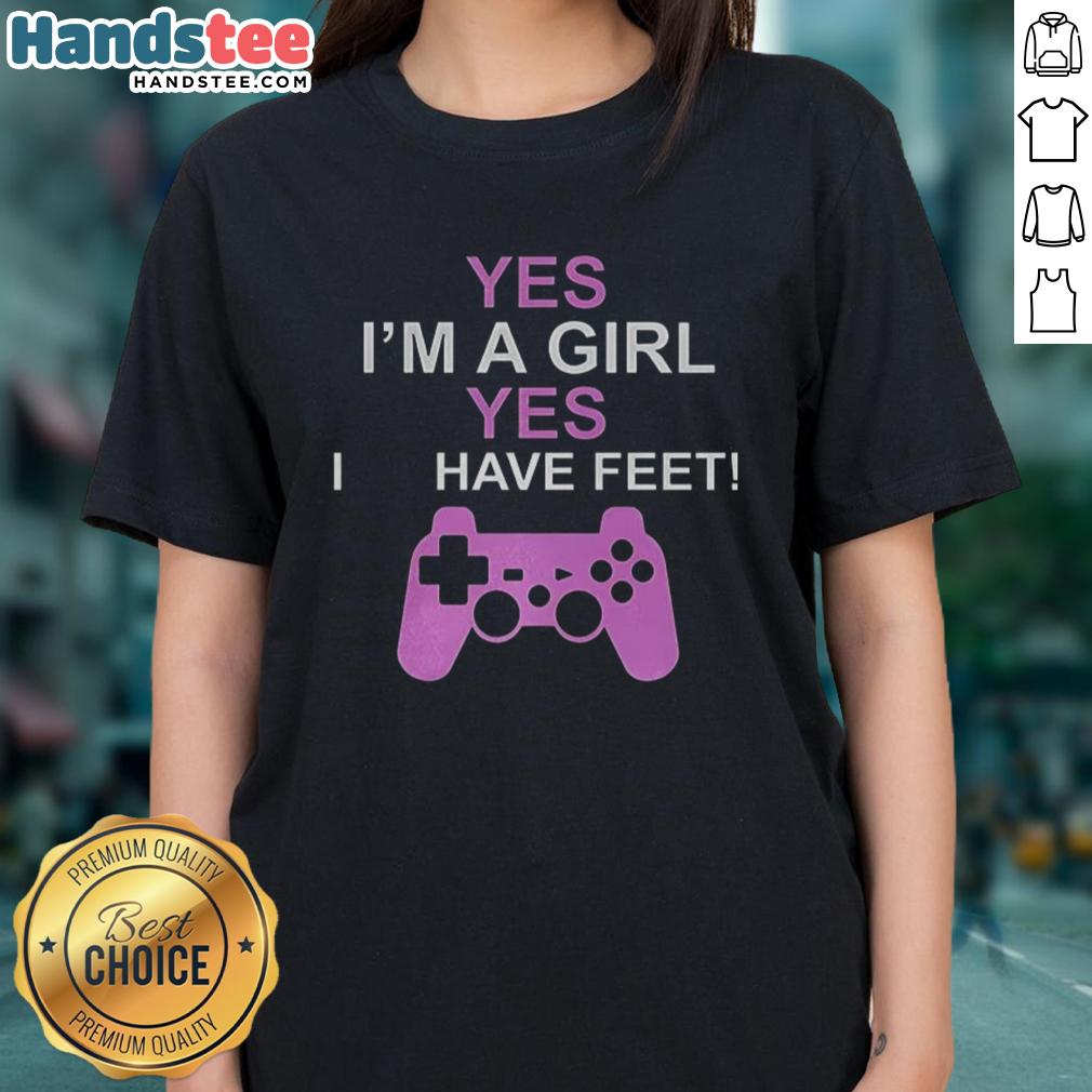 good-yes-im-a-girl-yes-i-have-feet-ladies-tee Good Yes I'm A Girl Yes I Have Feet Ladies Tee featuring playful text design on a stylish women's shirt.