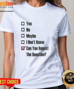 Graphic tee for women featuring playful 'Good, Yes, No, Maybe, I Don't Know' checkbox design for casual wear.
