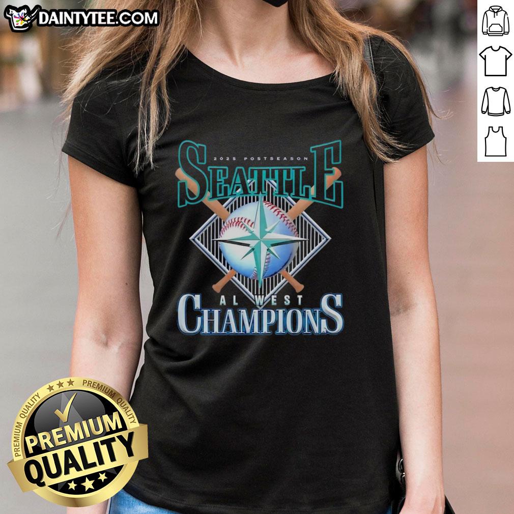 happy-2025-postseason-seattle-mariners-al-west-champions-ladies-tee Happy 2025 Postseason Seattle Mariners Al West Champions T-Shirt - Image 3